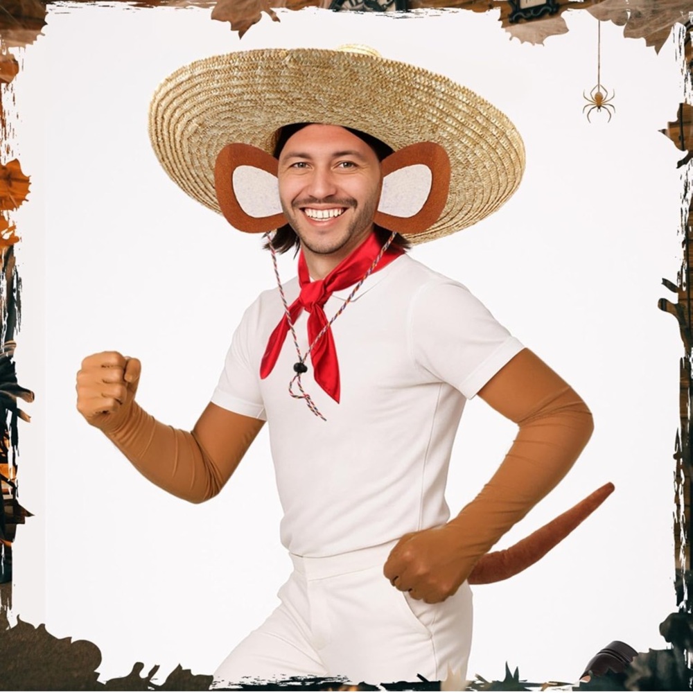 5 Pcs Halloween Mexico Mouse Costume for Adult